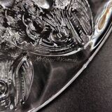 Large Art Deco glass bowl by René Lalique with fishes and bubbles, France 1930s