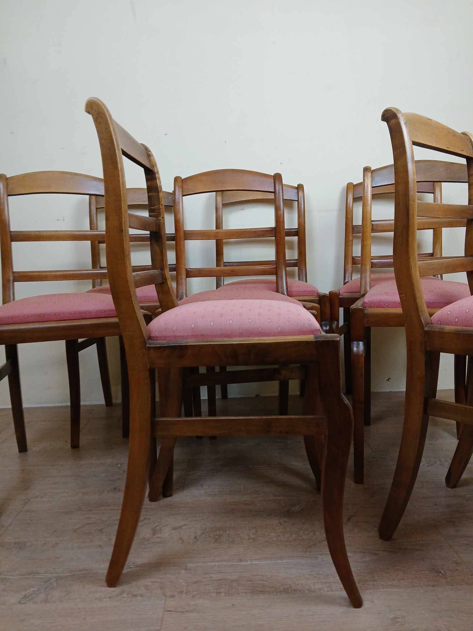 superb series of 8 Empire/Restoration style chairs in solid cherry wood