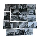 Lot of black and white film photographs, modernist architecture, Bauhaus, 1970's
