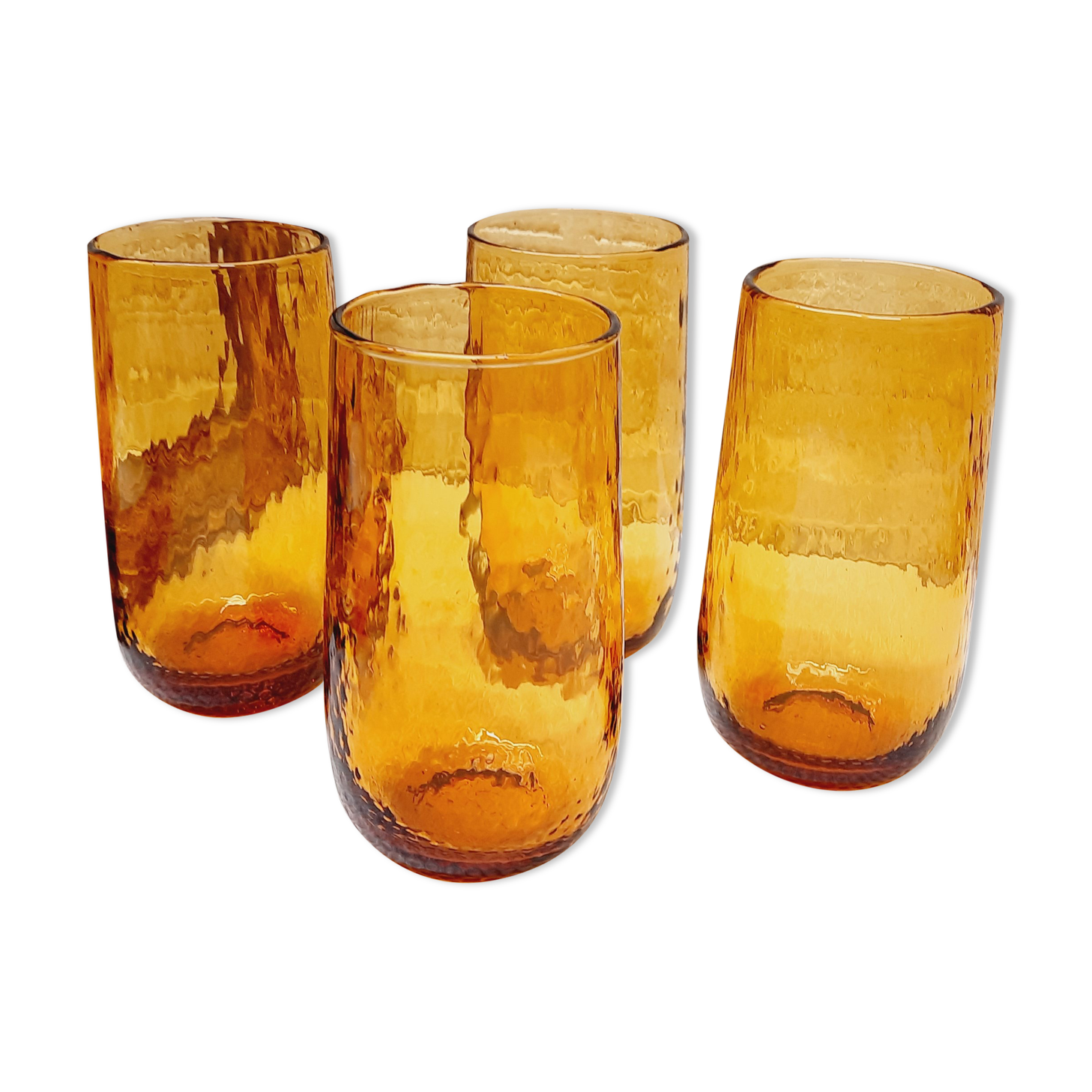 Set 4 amber orangeade glasses