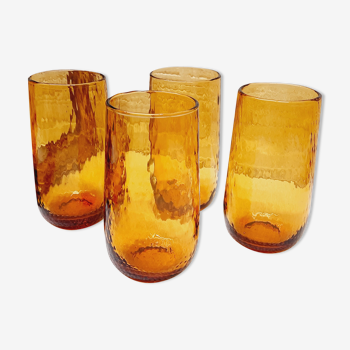 Set 4 amber orangeade glasses