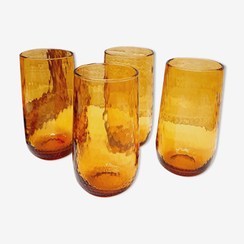 Set 4 verres à orangeade ambrés