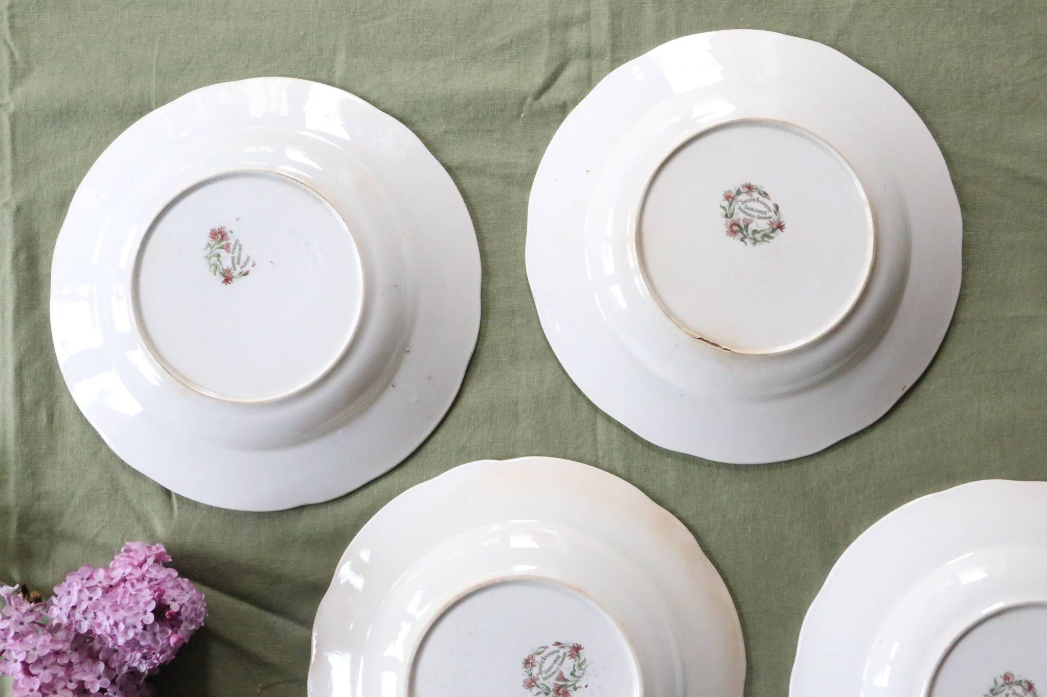 Soup plates x4, Onnaing, Guirlande model, 19th century