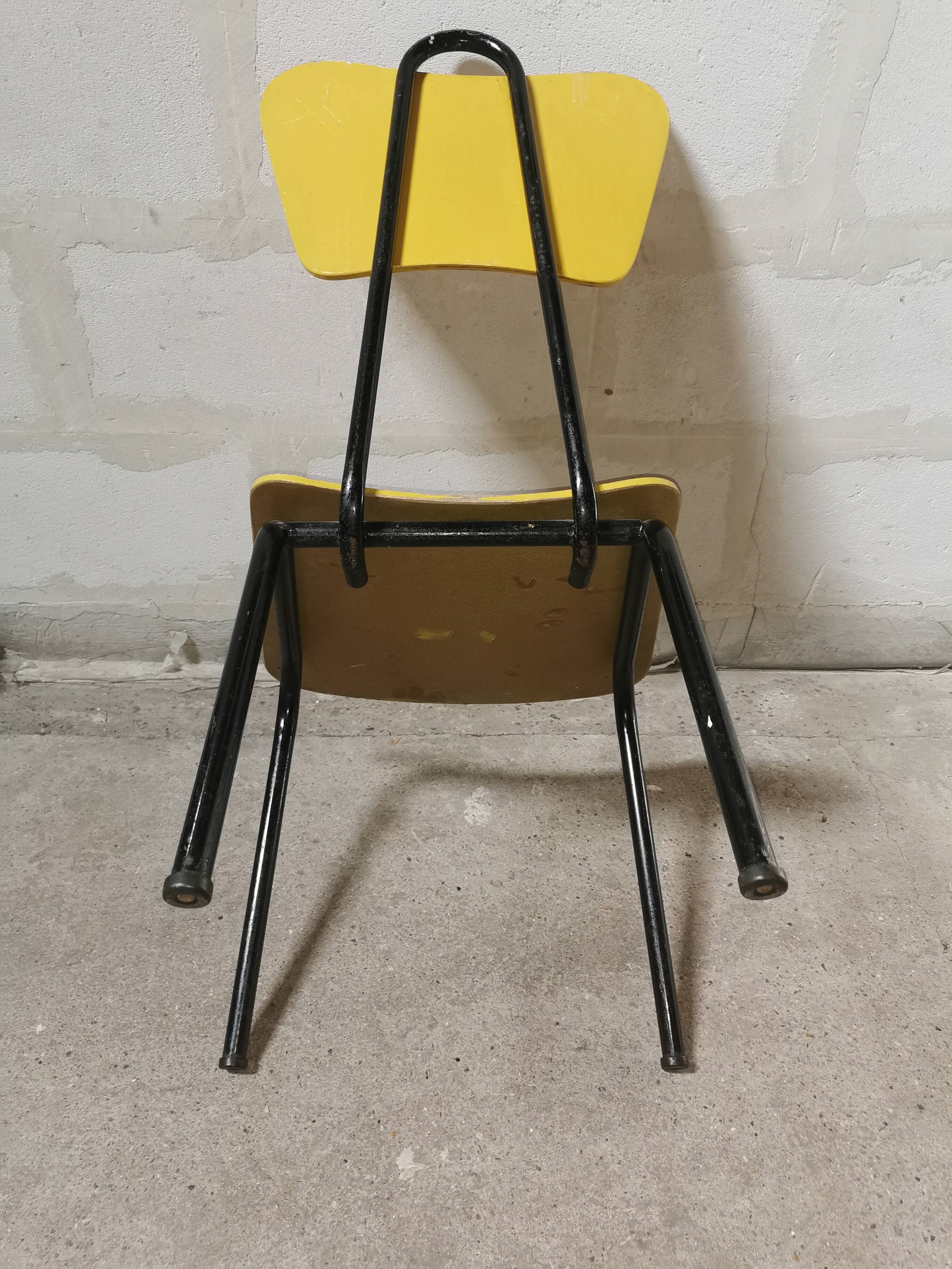 Yellow Jacques HITIER chair, vintage 50s