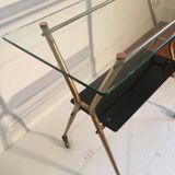 Serving table glass and brass, fifties