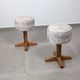 Pair of Scandinavian pine and fabric stools, 1980s