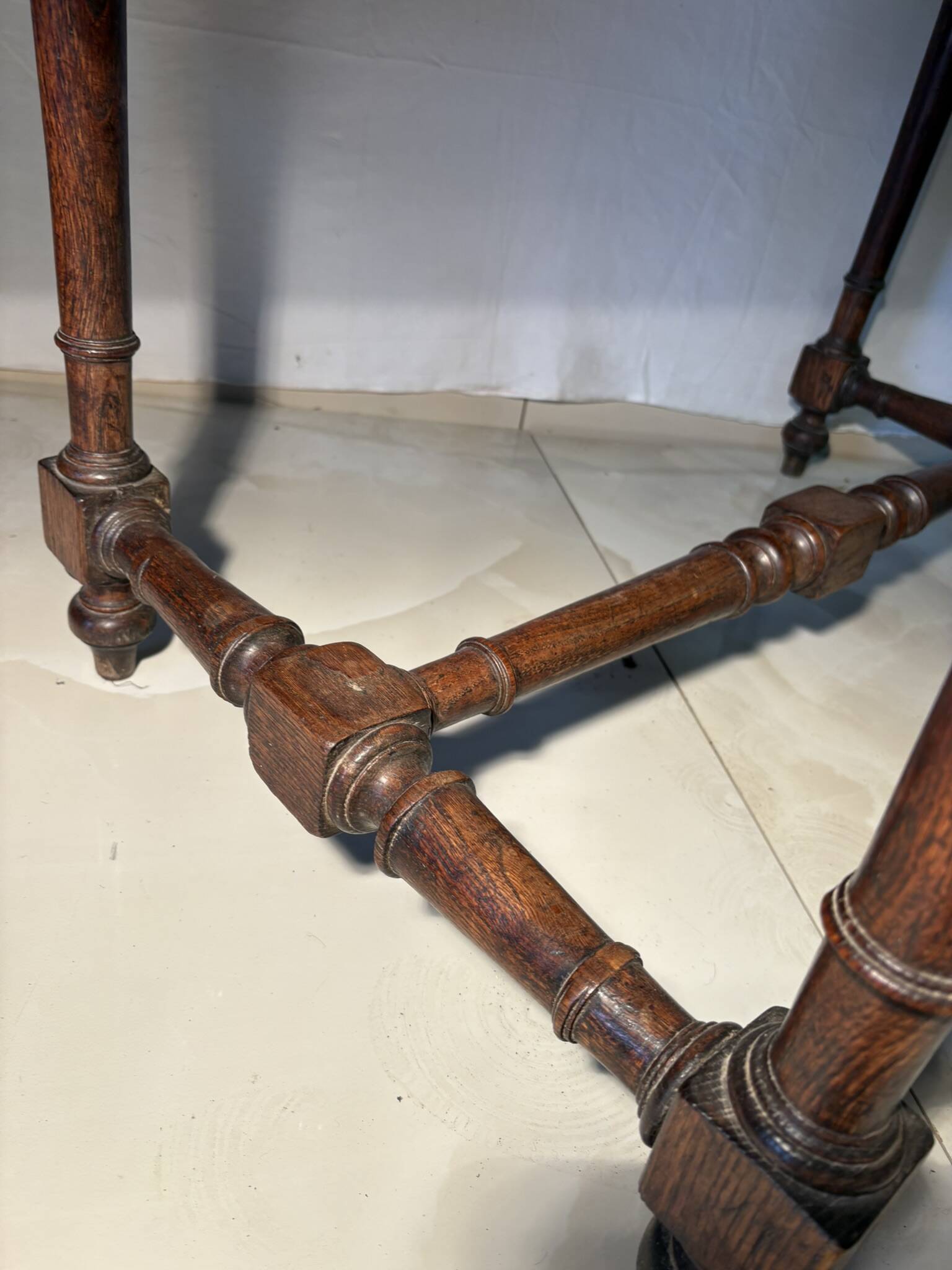 Antique solid wood table with turned legs