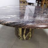 Ancient Oval Marble Coffee Table in Black Granite White Oval