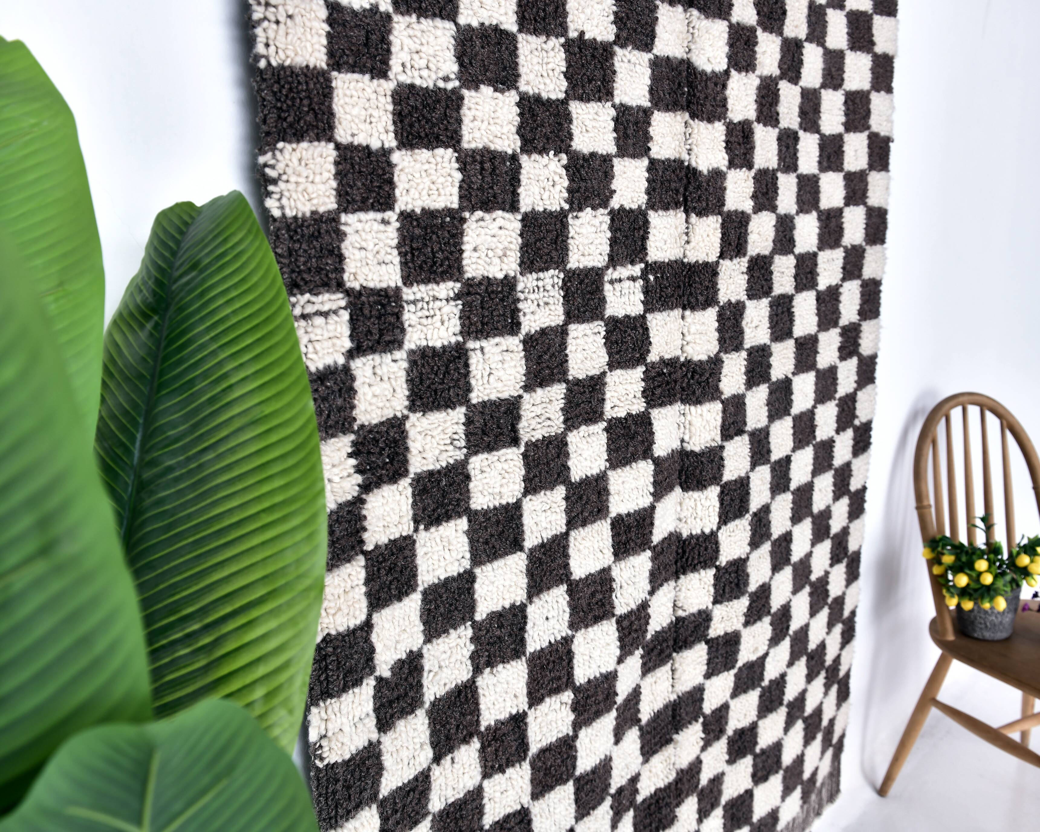 4x7 Checkered Moroccan Vintage Rug 138x208Cm SK 241966