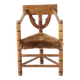 Hand carved brutalist  / folk 'Monk' chair, reupholstered in sheepskin, Swe