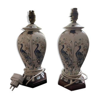 Paire de pieds de lampes chinoises porcelaine