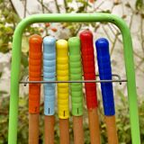 Old large wooden croquet game - metal cart - 1970