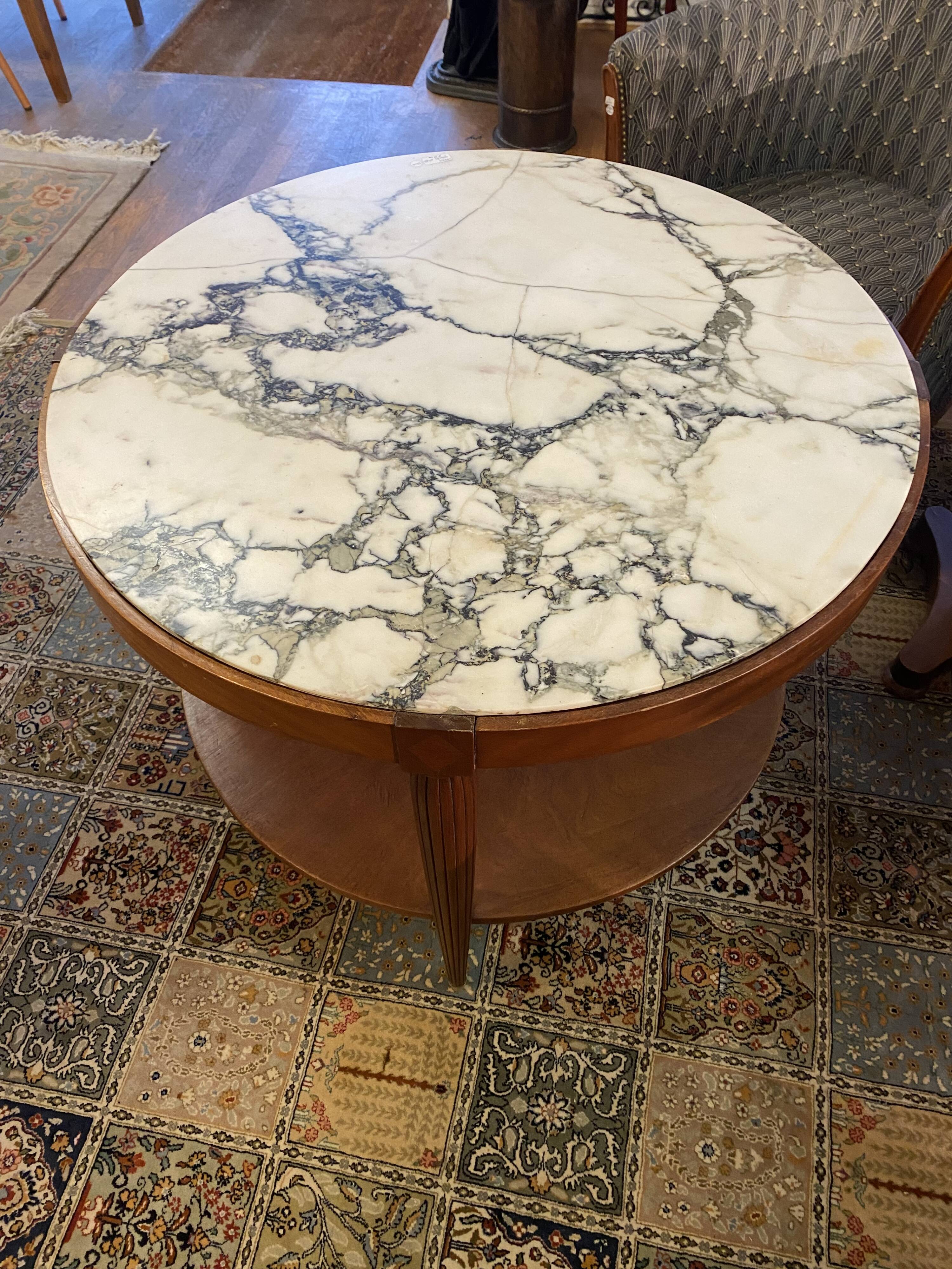 Art deco pedestal table, marble top