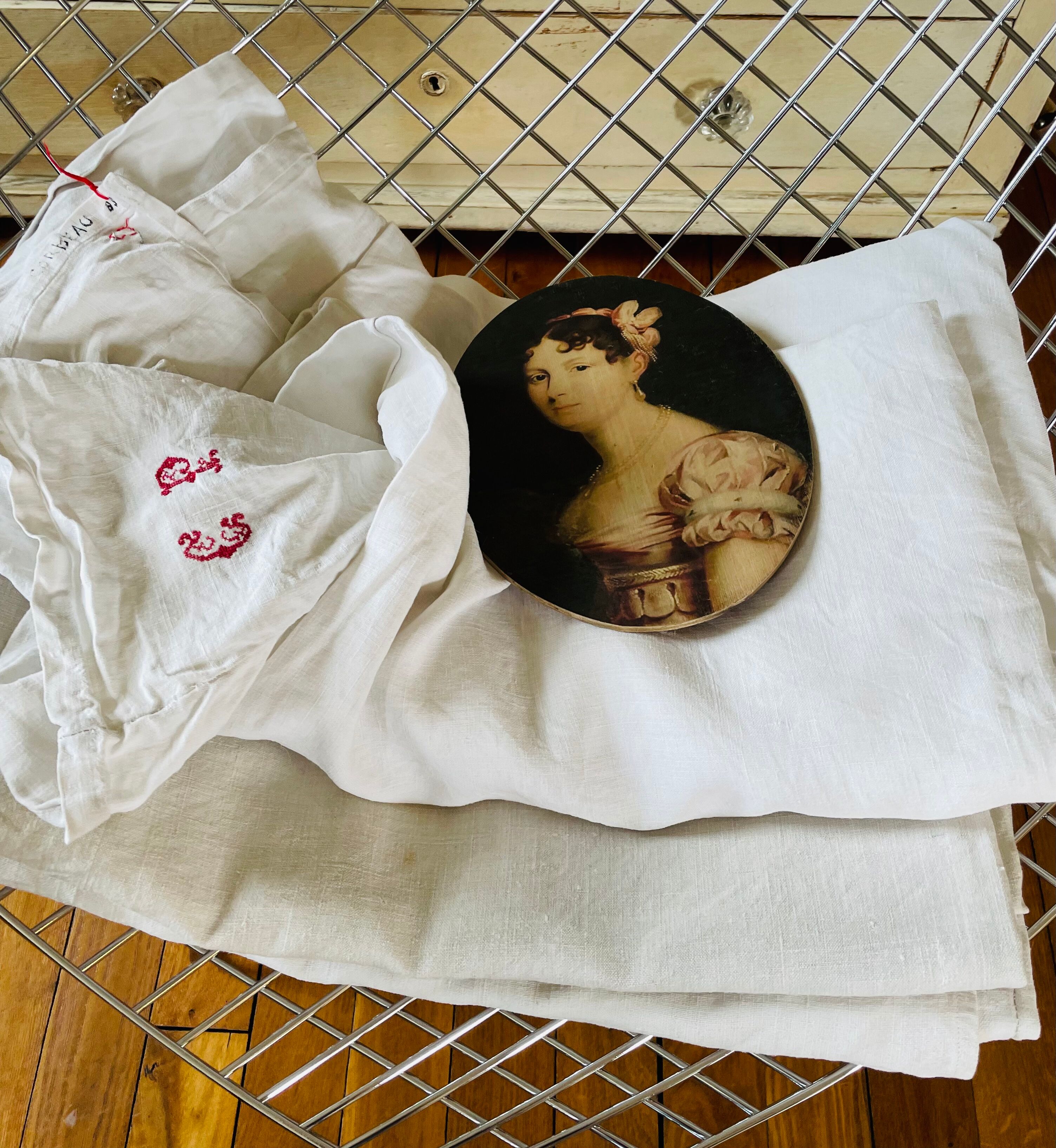 Antique embroidered linen cloth