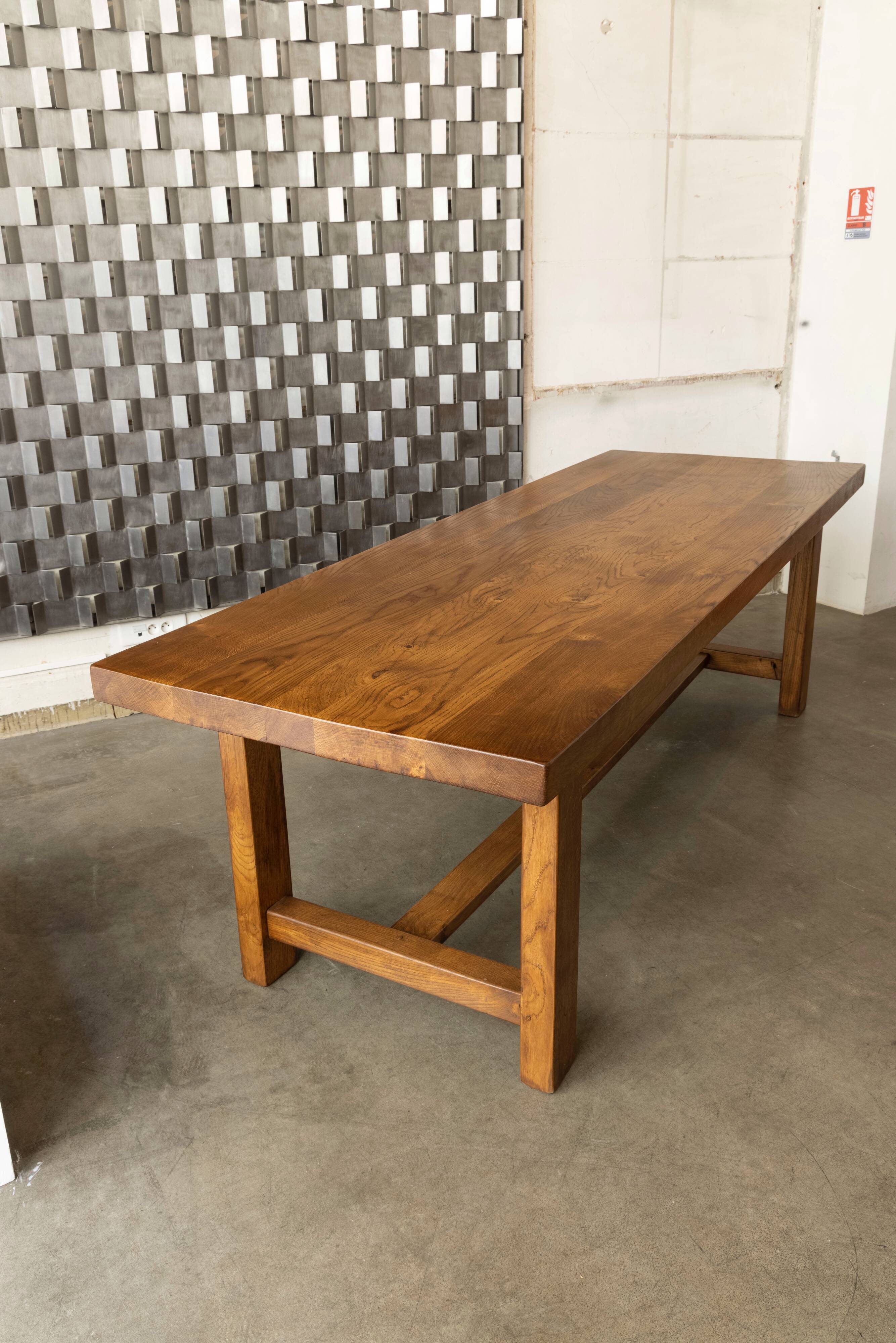 Solid wood dining table, 1970s