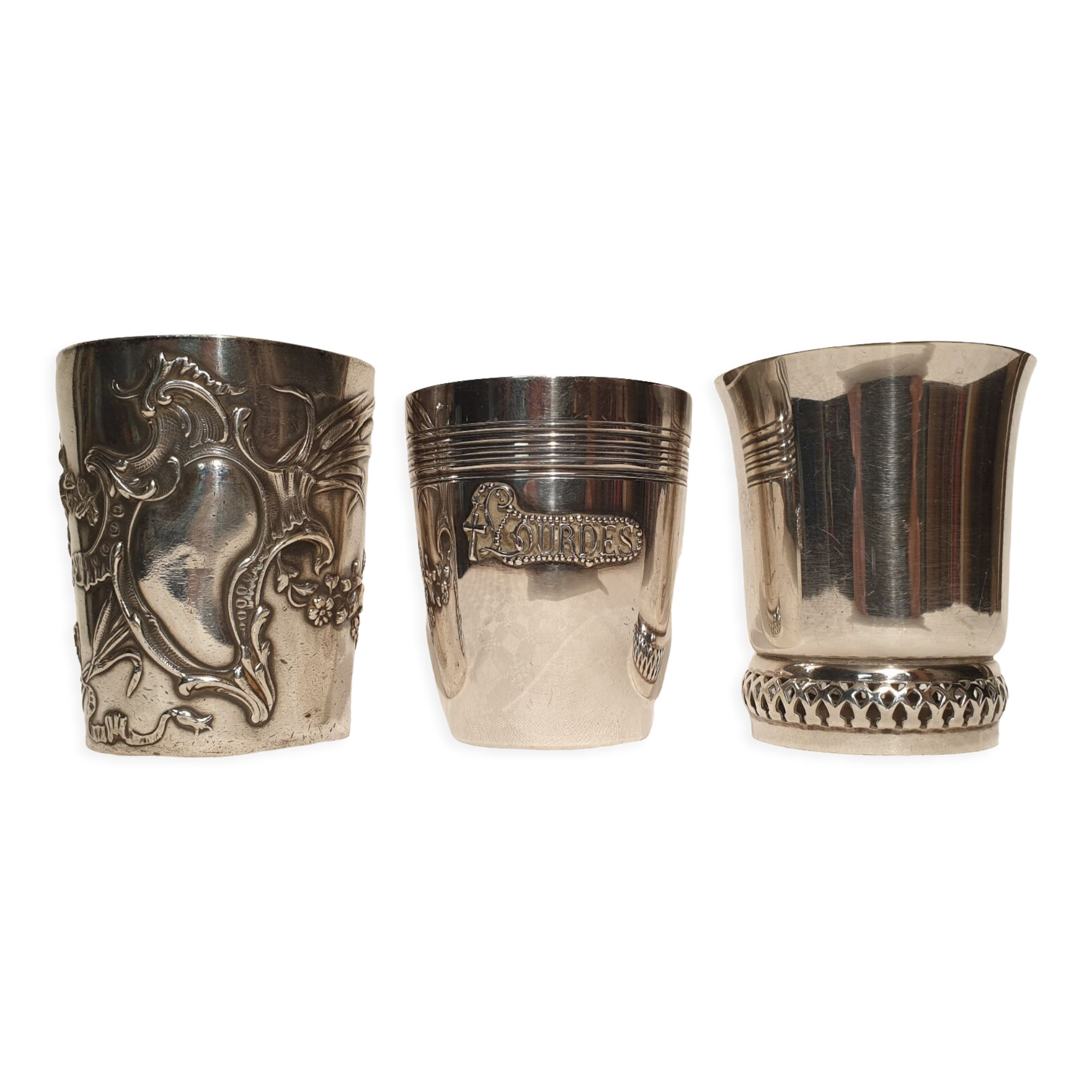 3 timpani cups in silver metal