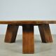 BRUTALIST / massive oak round coffee table / 1970s