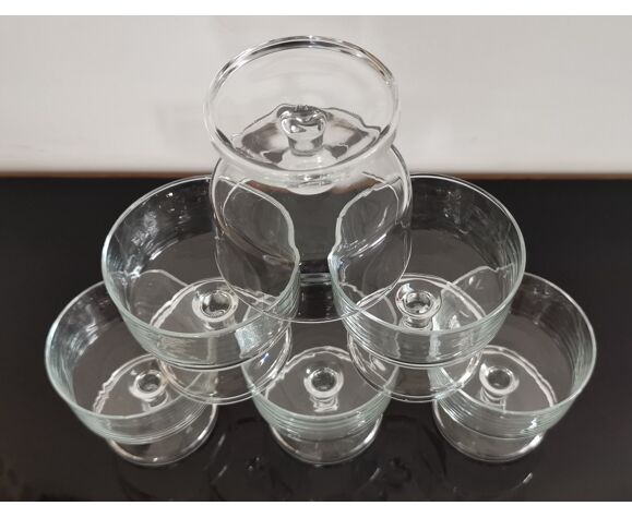Set of 6 glasses of champagne Cavalier Luminarc transparent vintage 70'S