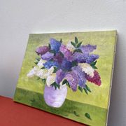 Painting bouquet of lilacs oil on canvas