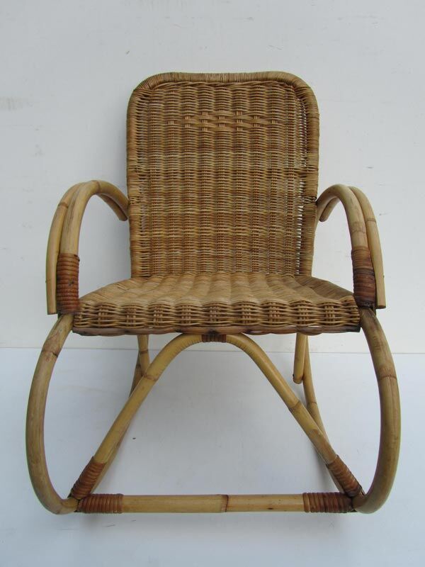 Cute kids 60/70 years rattan rocking chair