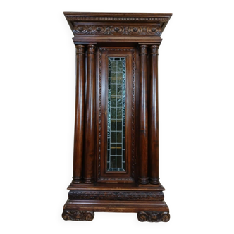 Renaissance style bookcase display case in carved walnut and oak circa 1850