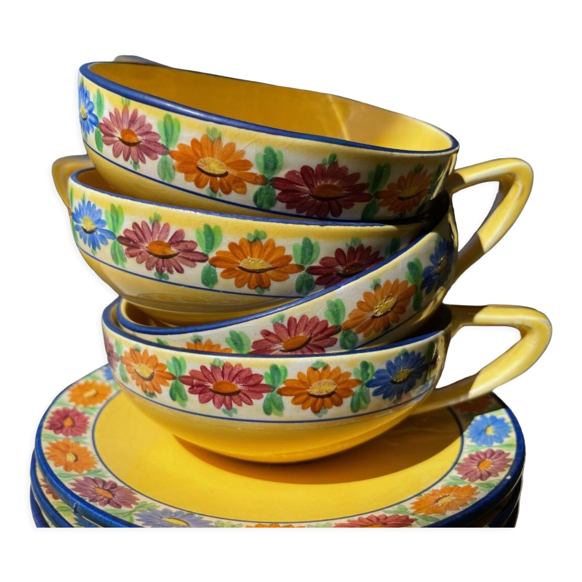 Lunches or chocolate cups, antique, earthenware from Provence