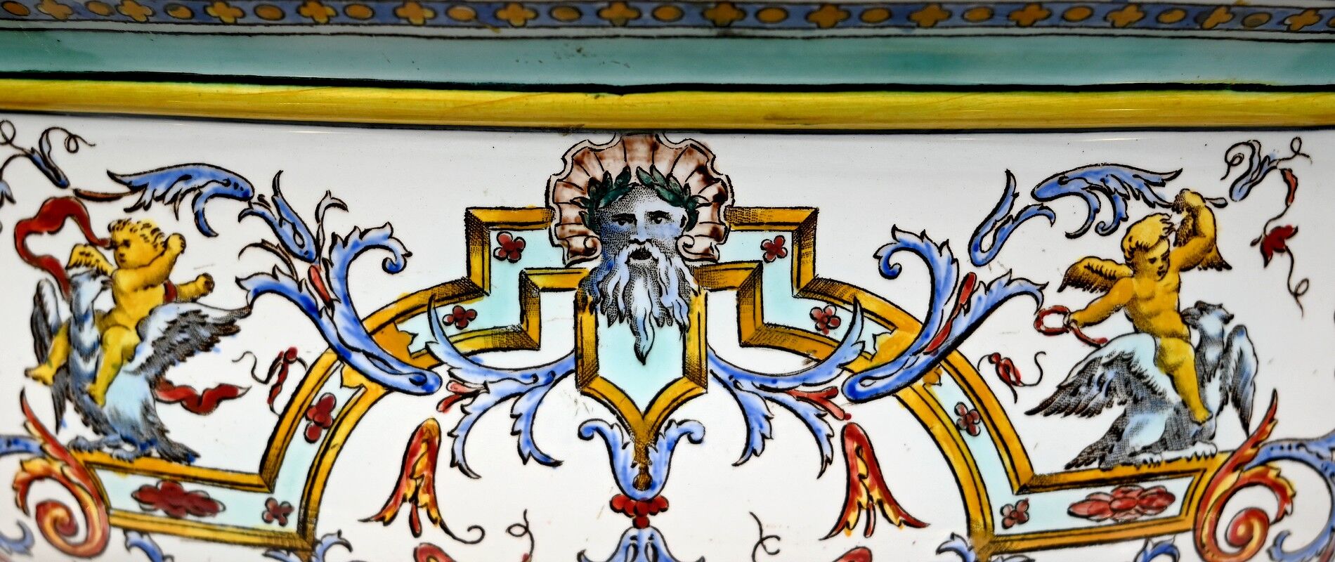 Gien earthenware planter, renaissance style – early twentieth century