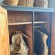 Old wooden locker with black patina