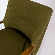 Armchair in birch and orginal dark green fabric of danish design from the 1950