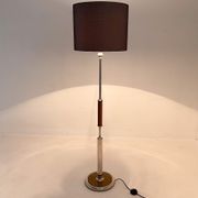 1950s Chrome & Wood Floor Lamp, Czechoslovakia, Restored