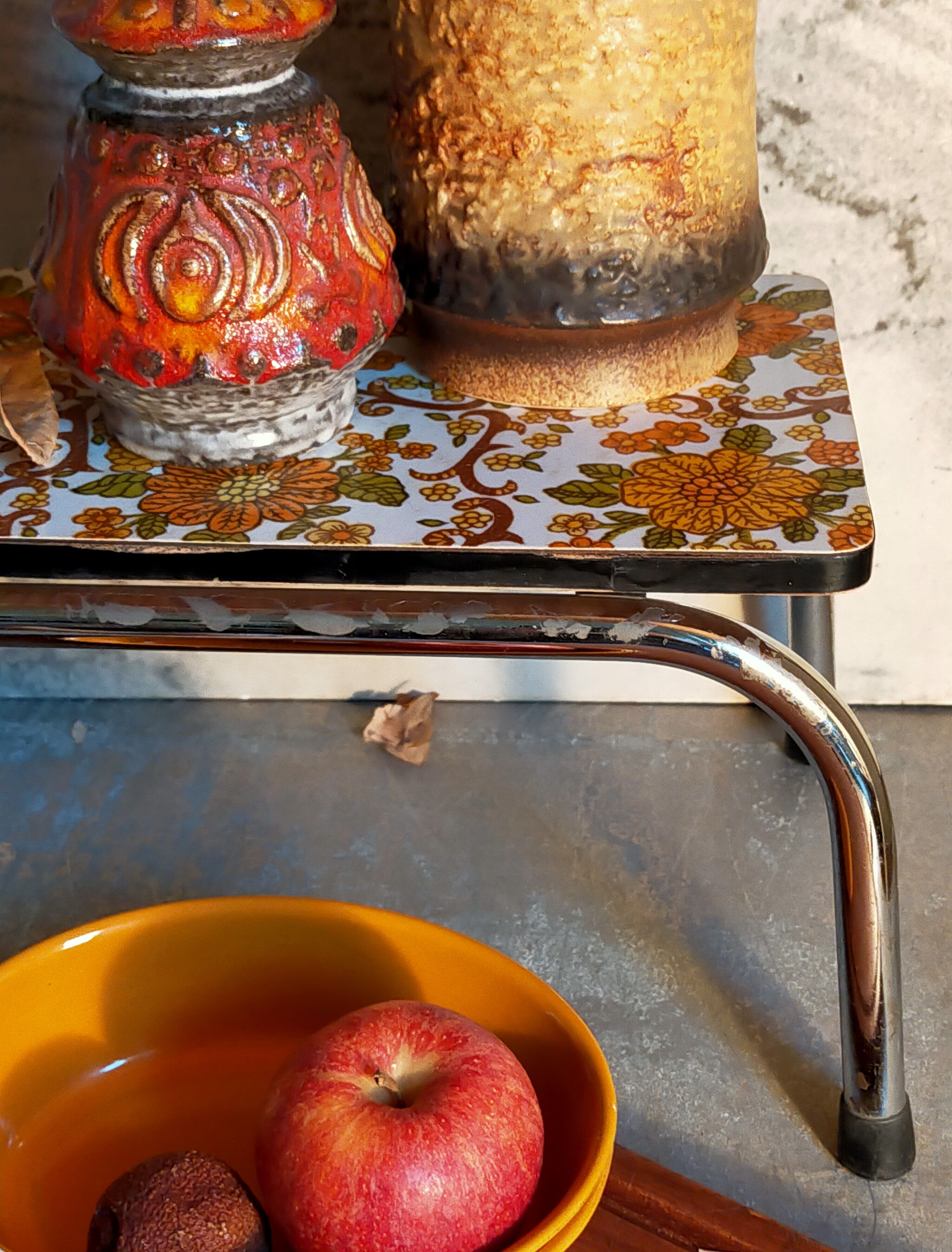 Vintage floral formica footrest stool