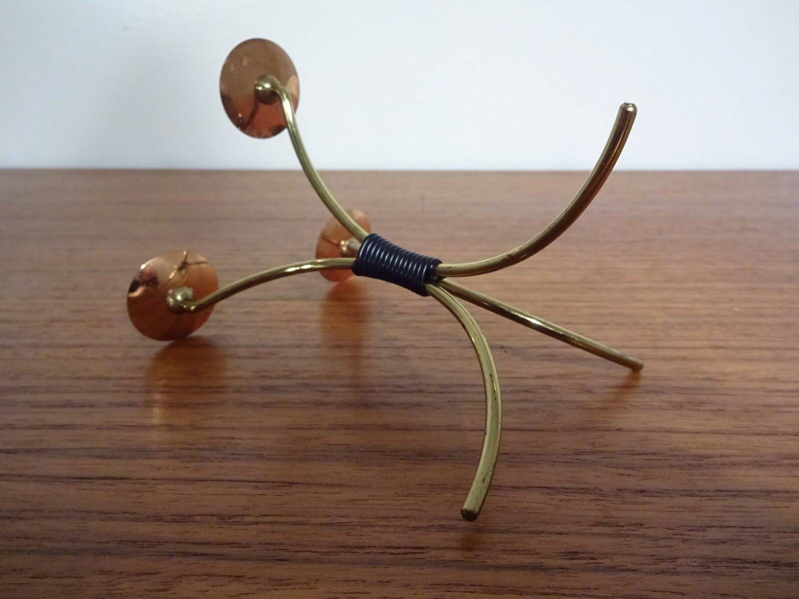 German filigree brass and copper candleholders, 1960s, set of 3