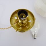 Skyscraper lamp in opaline and brass foot. Globe Art Deco