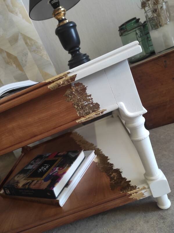 White and gold leaf coffee table