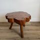Table basse brutaliste tranche d'orme tripode 1960