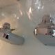 Pair of chrome sconces and crystal globe bubbled by Keuco / vintage 70s