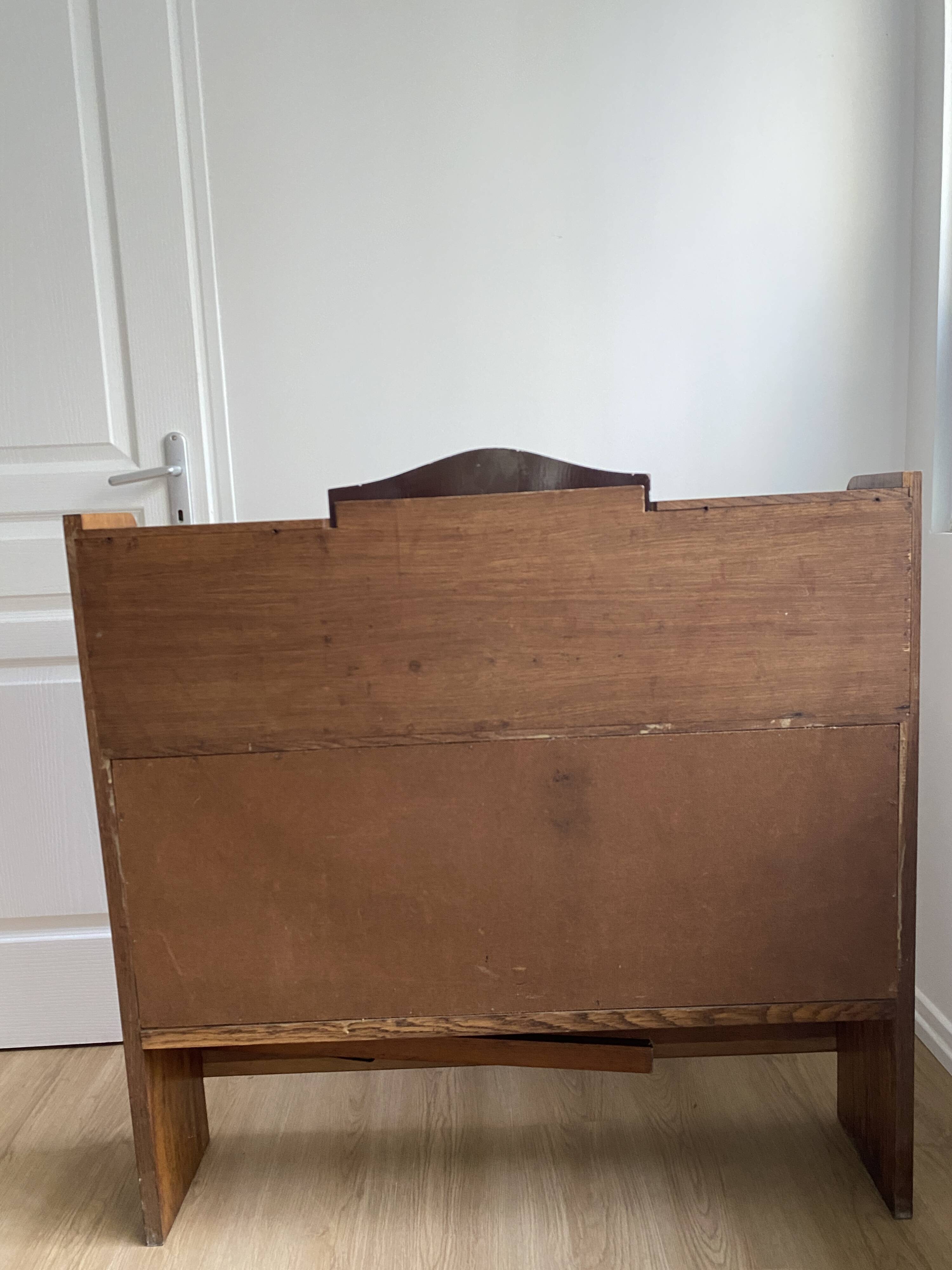 Wooden console table / vintage folding desk with mirror and small drawer