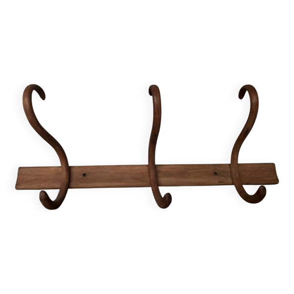 Patère ancienne bois courbé Fischel