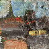 Vintage Abstract Kulo Green Oil Painting 1970s