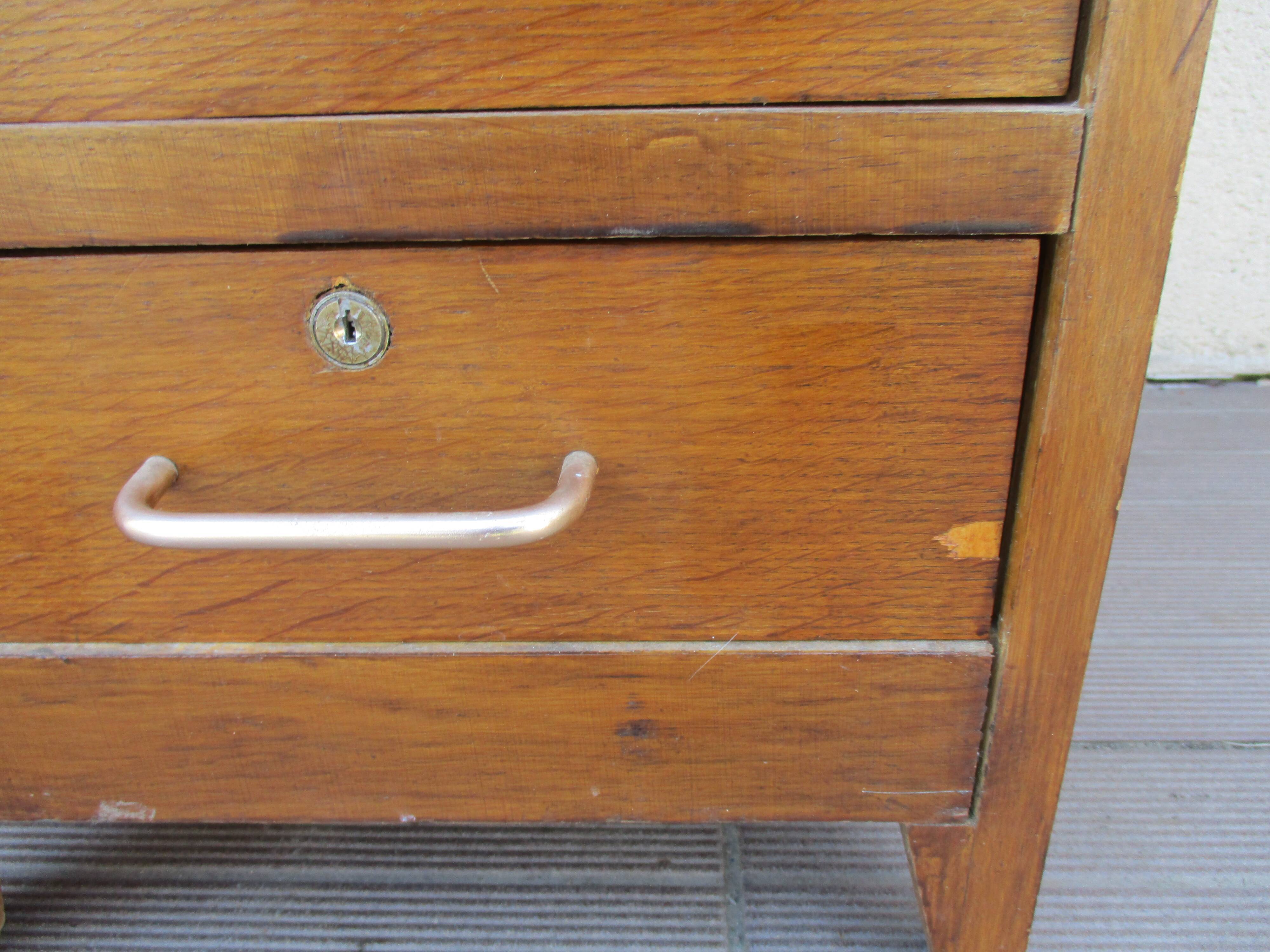 Desk oak vintage style english drawer and extension