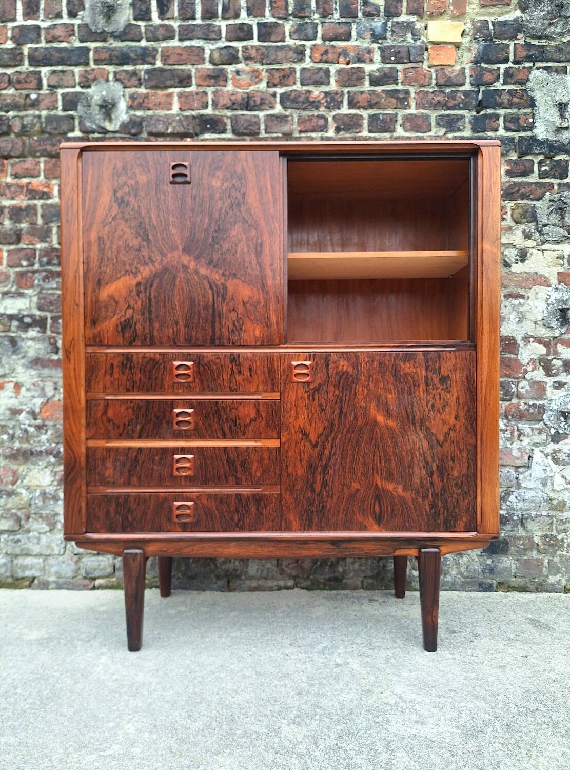 Vintage rosewood sideboard, antique secretary furniture, bookcase