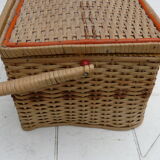 Vintage sewing box wicker bamboo 1950