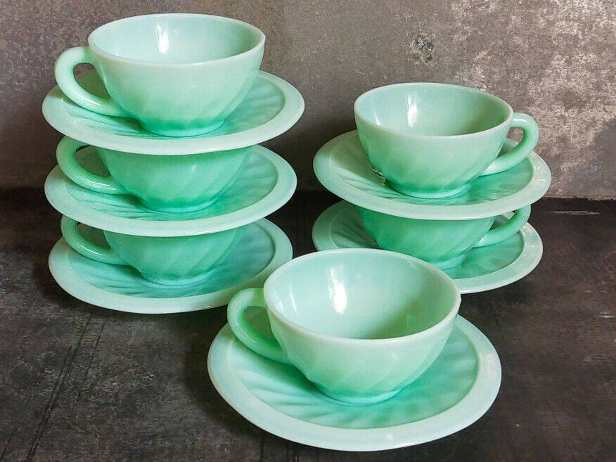 Six opaline cups