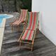 Pair of deckchairs, bayadere fabric, 1970
