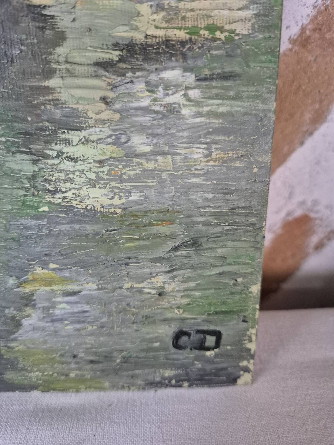 Old oil painting, old house