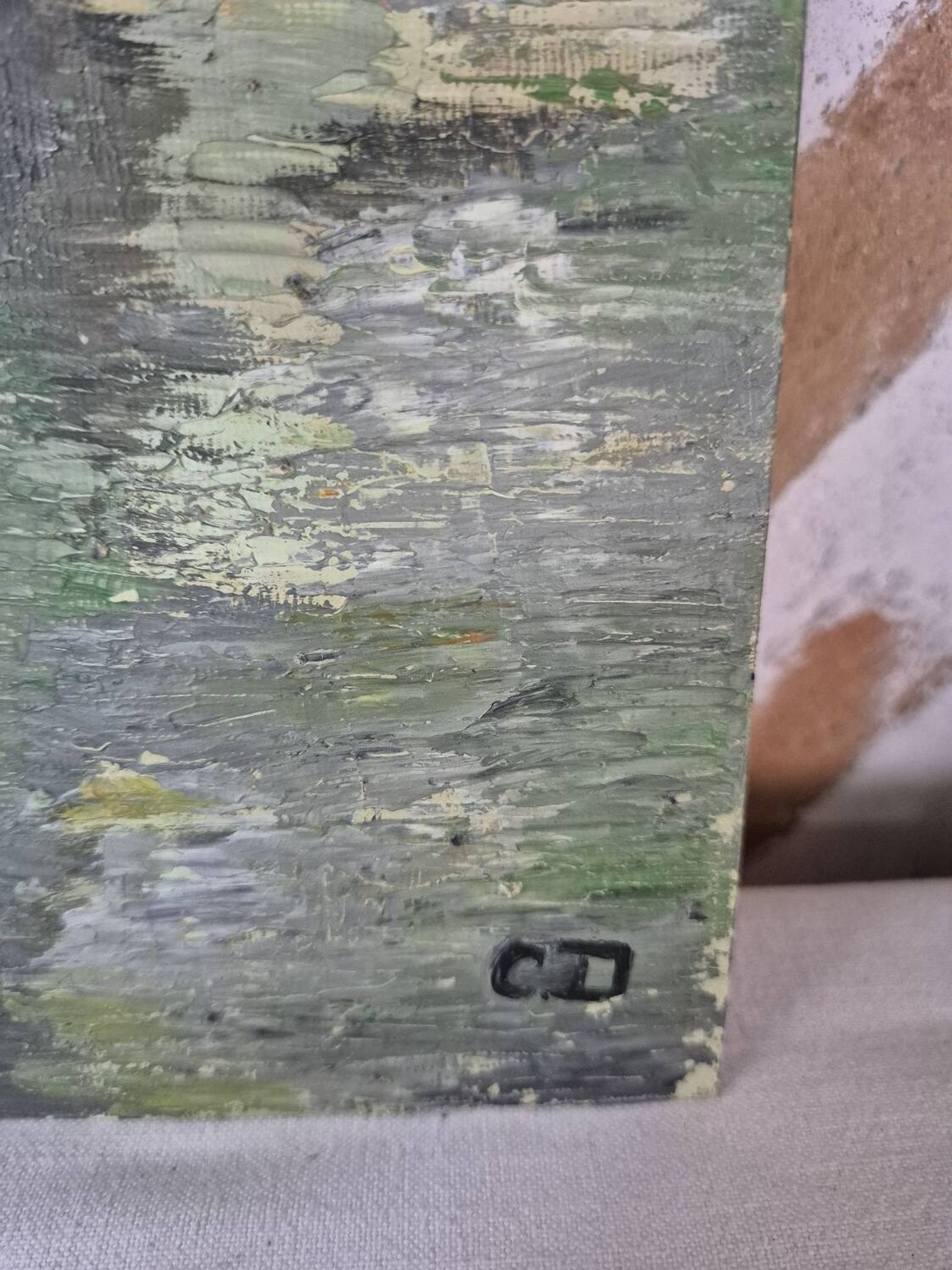 Old oil painting, old house