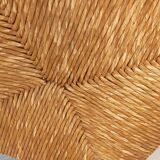 Set of 2 vintage brutalist armchairs in oak wood and straw