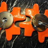 Paire d'appliques puzzle par hustadt Leuchten céramique rouges, allemagne, 1960