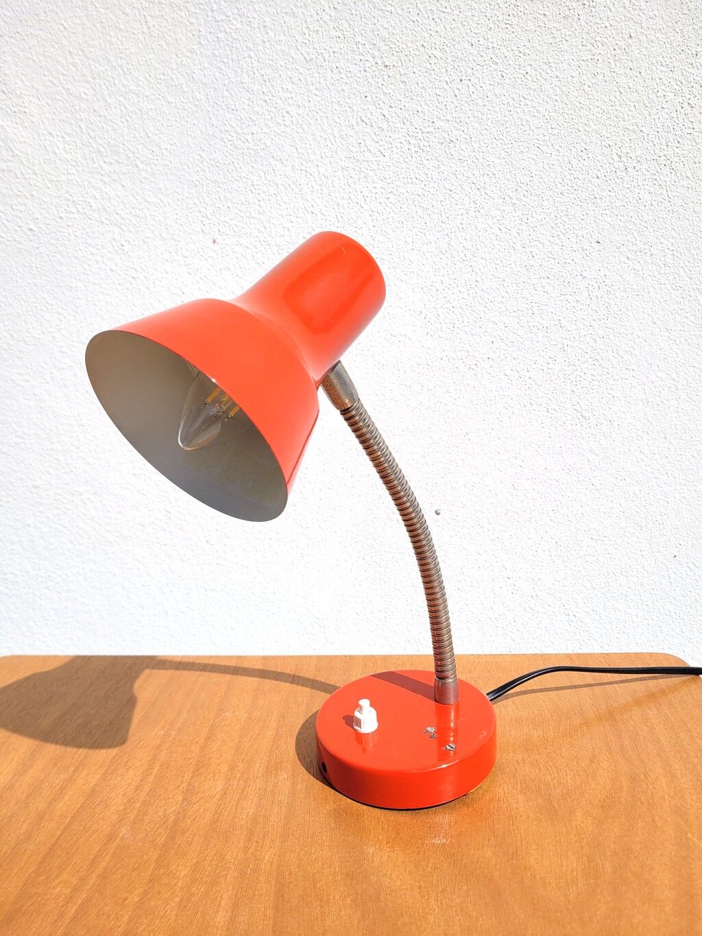Revised 1970s orange vintage adjustable lamp