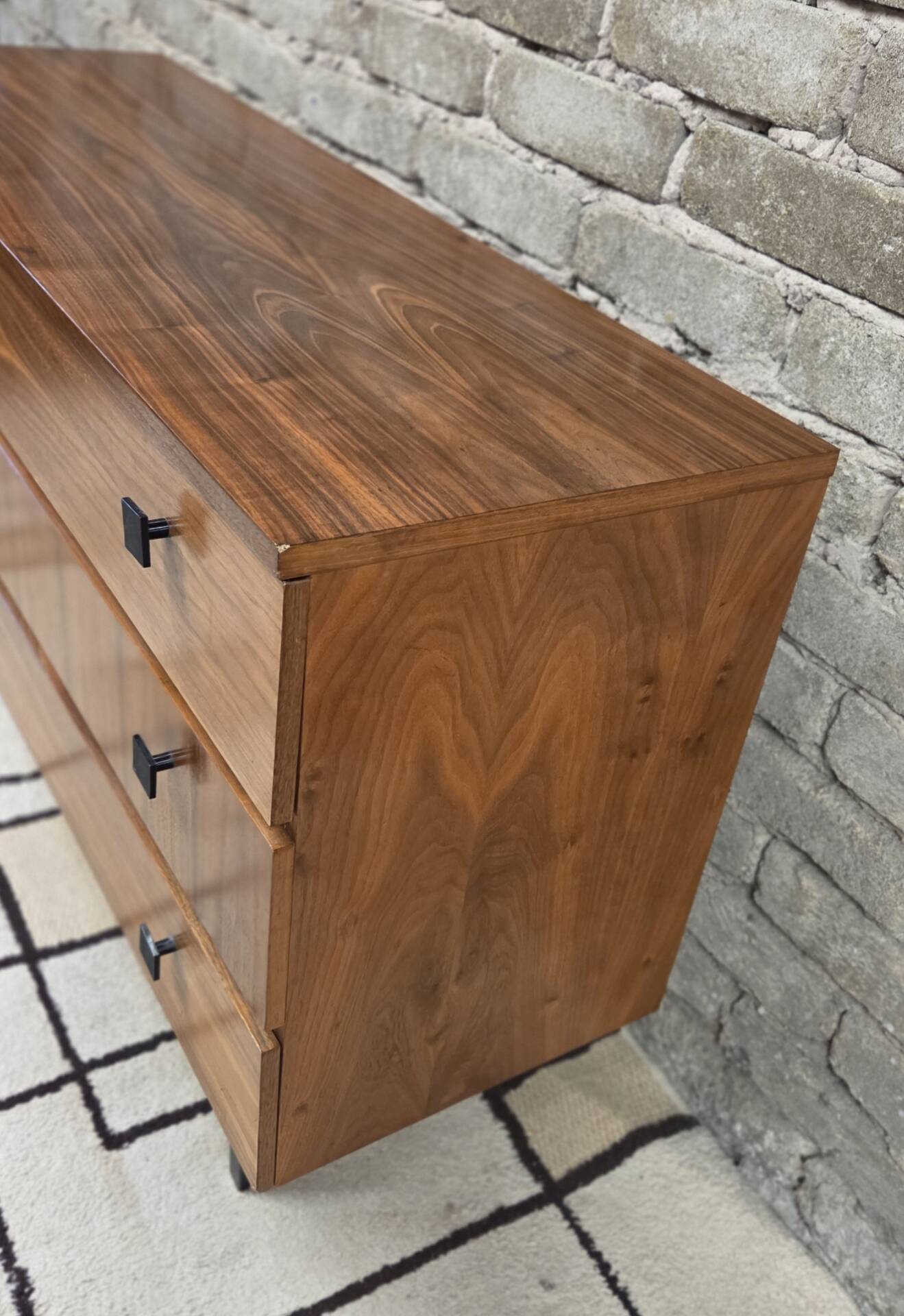 Vintage walnut shoe cabinet – 1960s modernist design